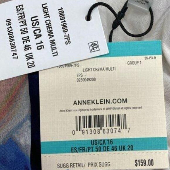 MSRP $159.00 NWT Anne Klein Printed Tie-Neck Sleeveless Smocked-Waist Maxi Dress - Picture 7 of 10